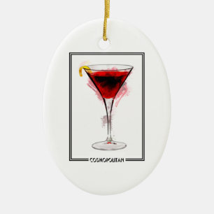 Den kosmopolitiska coctailmarkören skissar julgransprydnad keramik