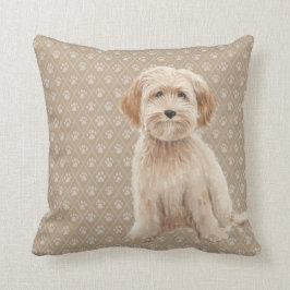 Den kräm- Labradoodle-/Goldendoodlehundlumbaren Kudde