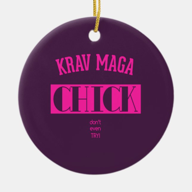 Den Krav Maga chicken - gör inte ens försök Julgransprydnad Keramik (Framsidan)