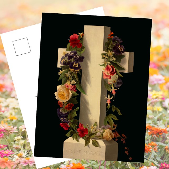 Den kristna katolska Blommigten Kor Jesus Påsk Helg Vykort (Religious Christian Catholic Floral Cross Jesus Christ Resurrection Pascha Easter Holiday Postcard)
