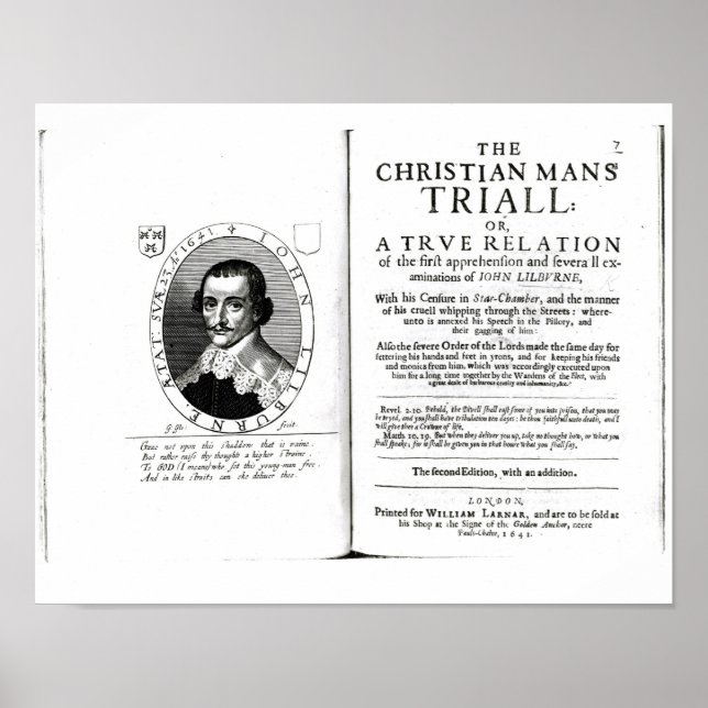 Den kristna mannens rättegång" av John Lilburne Poster (Framsidan)