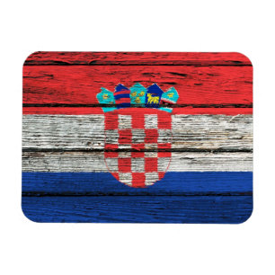 Den kroatiska flagga med grovt Wood korn Magnet