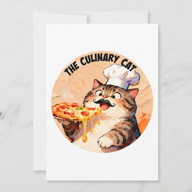 Den kulinariska katten med pizzakatchef som håller inbjudningar (Framsida)
