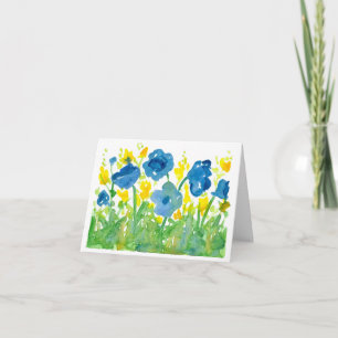 Den kungliga blåttvallmovattenfärgen blommar tack kort