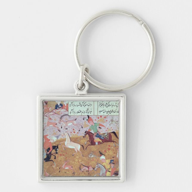 Den kungliga jakten fyrkantig silverfärgad nyckelring (Framsidan)