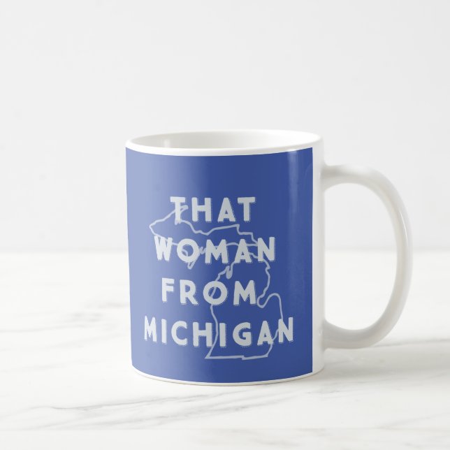 Den kvinnan från Michigan (blå) Kaffemugg (Höger)