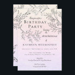 Den läckra blommigten skisserar på den 18th inbjudningar<br><div class="desc">Viskningen som den mjuka svart blommigten skisserar ordnat artfully på en filtrerad rosa,  den texturerade looken,  vattenfärgbakgrund,  skapar perfekten som omger för ditt födelsedagfirande,  specificerar.  Blommigten skisserar,  och bakgrund fortsättas på baksida för en fint sammanhållen look som är säker att imponera dina gäster.</div>