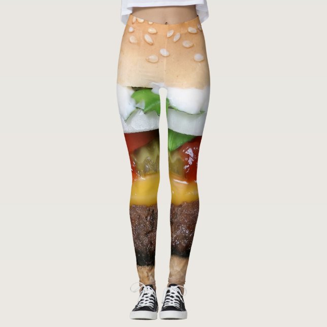den läckra cheeseburgeren med knipor fotograferar leggings (Framsida)