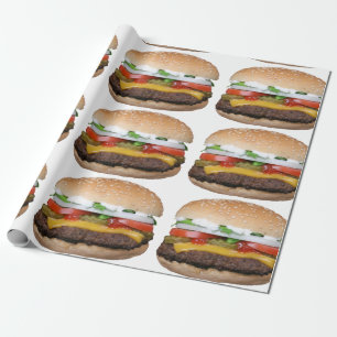 den läckra cheeseburgeren med knipor fotograferar presentpapper