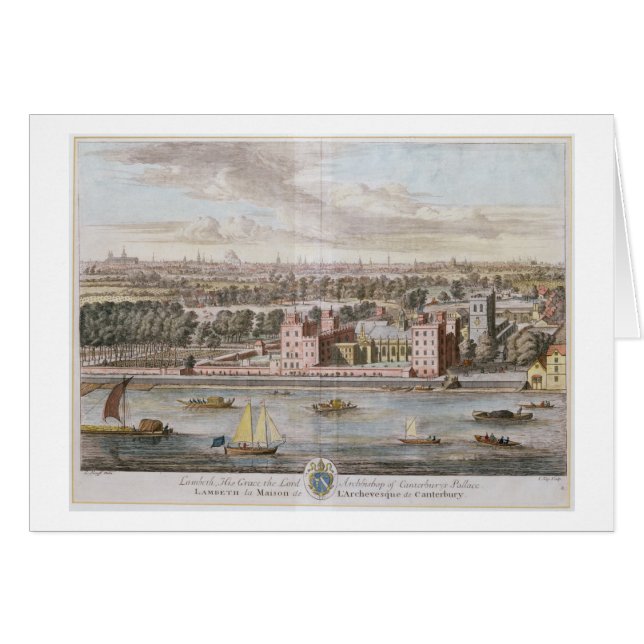 Den Lambeth slotten, placerar av ärkebiskopen av Hälsningskort (Framsidan Horizontal)