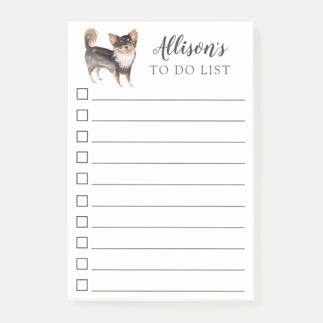 Den långa Haired Chihuahuahundpersonligen som ska Post-it Block (Framsida)