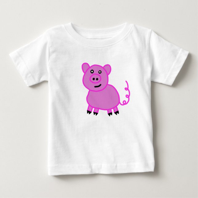 Den långstjärtade söta rosa grisen t shirt (Framsida)