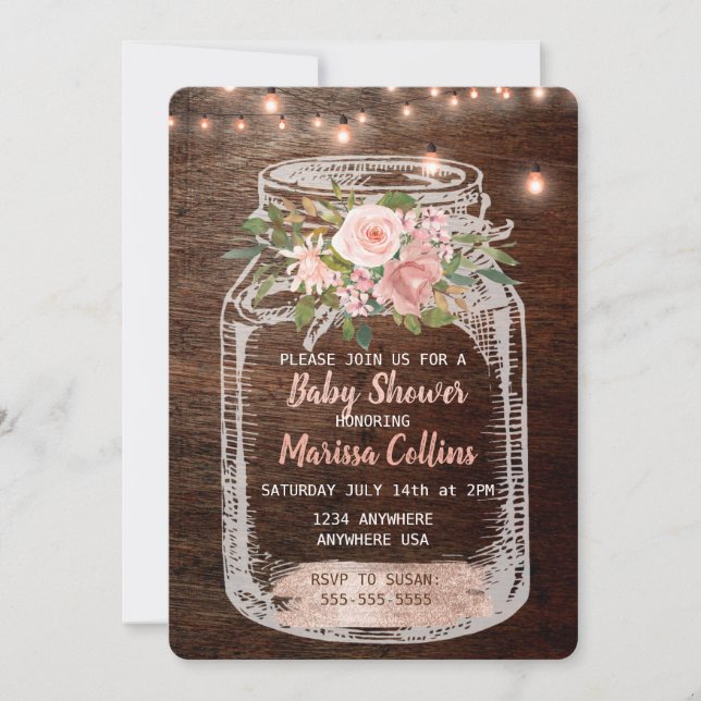 Den lantliga baby shower, Masonburk tänder den Inbjudningar (Framsida)