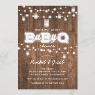 Den lantliga BaByQ Masonburken tänder baby shower Inbjudningar
