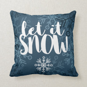 Den lantliga snöflingor på blåttBurlap låt d Kudde