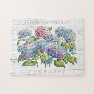 Den lantliga Wood blåttvanlig hortensia kopplar Pussel