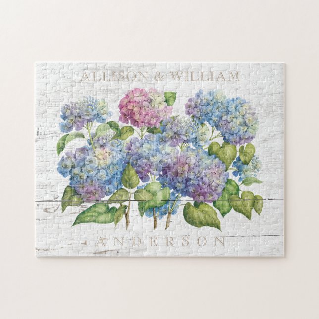 Den lantliga Wood blåttvanlig hortensia kopplar Pussel (Horisontell)