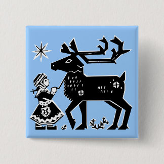 Den Lapland flickan rymmer renemblem Knapp