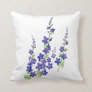 Den Larkspur blommavattenfärgen kudder Kudde