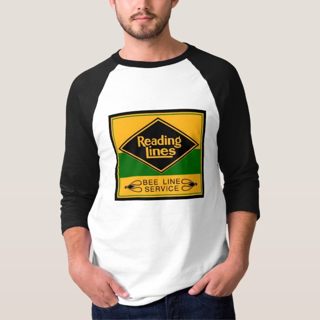Den läs- järnväglinjer, bi fodrar tjänste- Ragland Tee Shirt (Framsida)