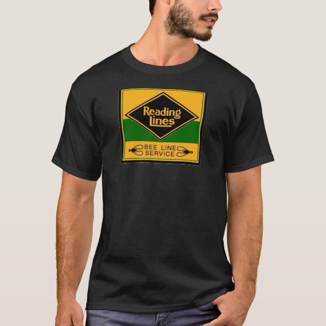 Den läs- järnväglinjer, bi fodrar tjänste- svart tee shirt (Framsida)