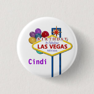 Den Las Vegas FÖDELSEDAGEN Button personifierar Knapp