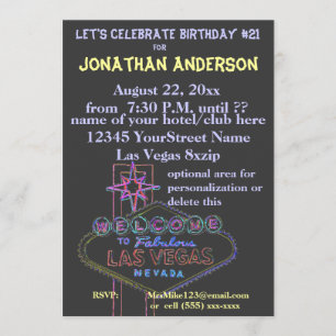 Den Las Vegas remsan undertecknar den 21st Inbjudningar