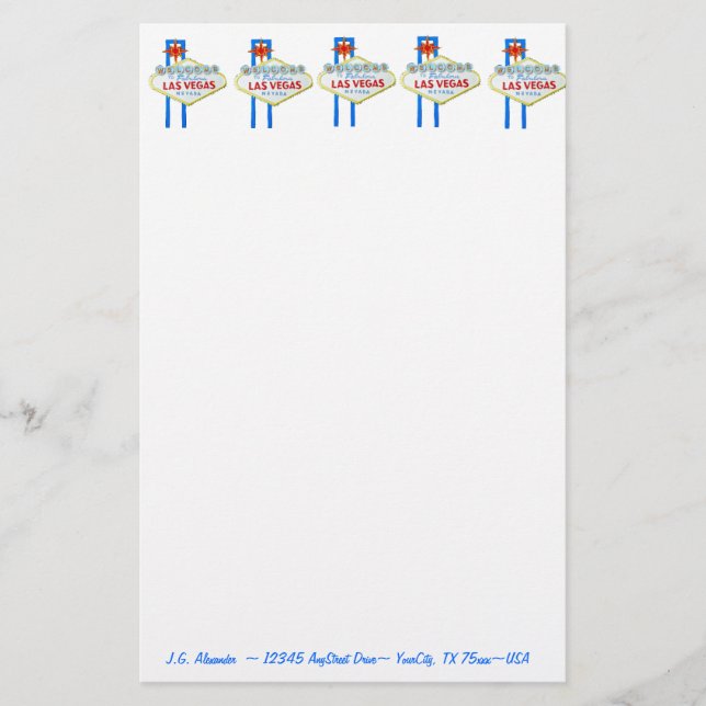 Den Las Vegas remsavälkomnandet undertecknar Brevpapper (Framsida)