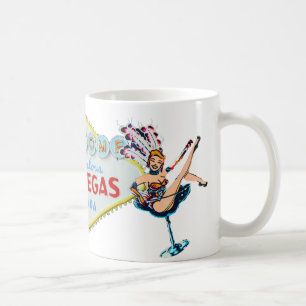 Den Las Vegas showgirlen och undertecknar Kaffemugg