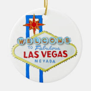 Den Las Vegas välkomnandet undertecknar Julgransprydnad Keramik