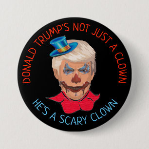 Den läskiga clownen Anti Donald Trump knäppas Knapp