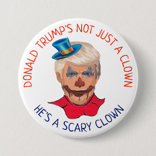 Den läskiga clownen Anti Donald Trump knäppas Knapp