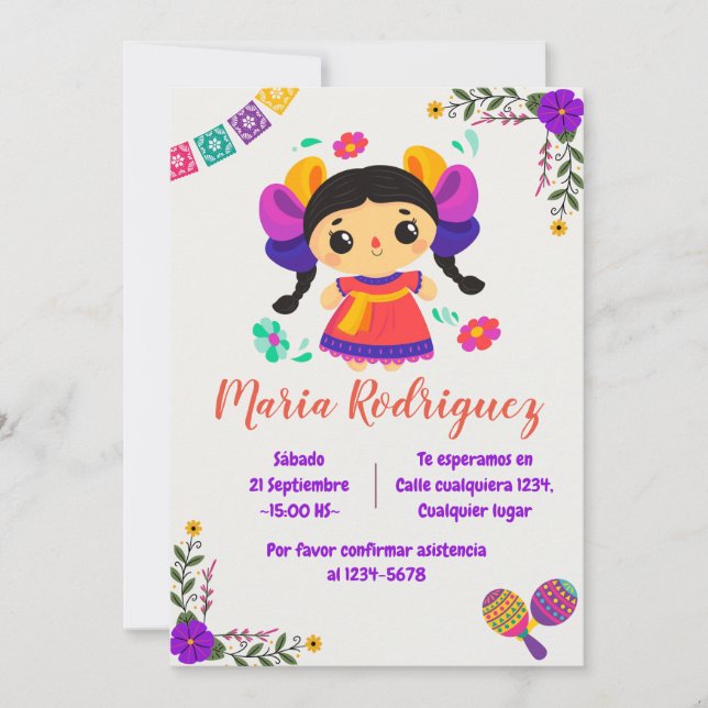Den latinamerikanska prinsessan Birthday Inbjudningar (Framsida)