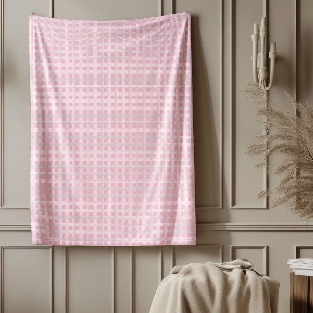 Den lätta Rosan, vardaglig Använda, utcheckad Fleecefilt (Lightweight Pink Plaid Checkered Everyday Use Fleece Blanket)