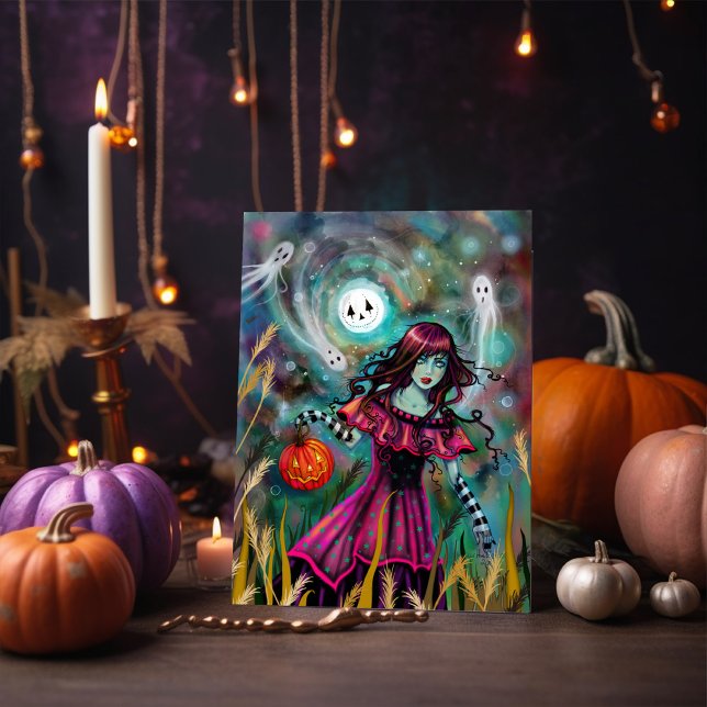 Den le fantasiHalloween för måne gotiska konsten Kort (Skapare uppladdad)