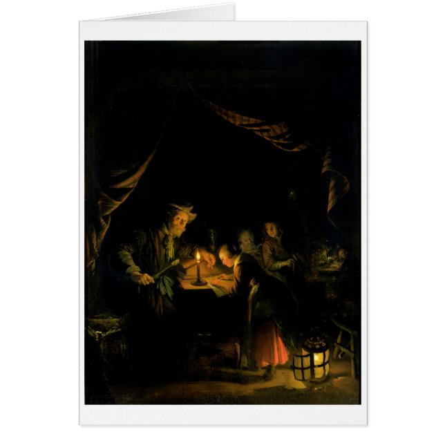 Den ledar- skola, 1660-65 (olja på panel) hälsningskort (Framsidan)