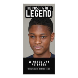 Den legendariska, moderna minneshögtiden svart vit reklamkort