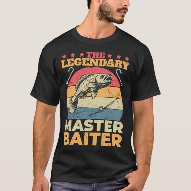 Den Legendariske Master Baiter Fiskehumor T Shirt (Framsida)