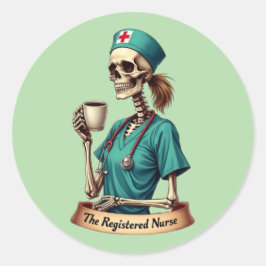 Den legitimerade sjuksköterskeskelettet – Kaffe &  Runt Klistermärke