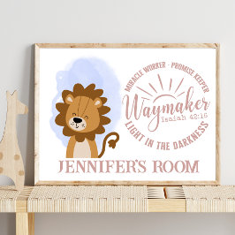 Den Lejona bibelcitatet namn Christian Cute Baby Poster
