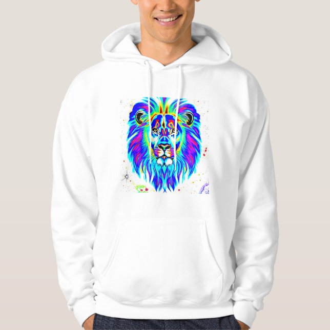 Den Lejona blå regnbågen Hoodie (Framsida)