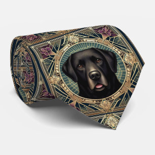Den lekfulla hundälskaren   Svart Labrador Hundpap Slips