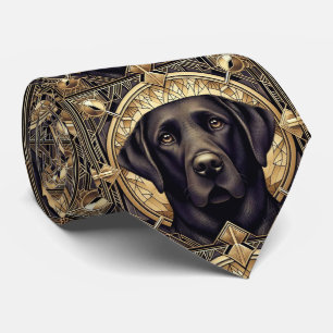 Den lekfulla hundälskaren   Svart Labrador Hundpap Slips