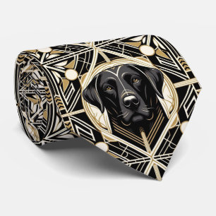 Den lekfulla hundälskaren   Svart Labrador Hundpap Slips
