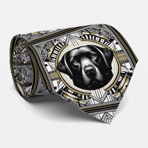 Den lekfulla hundälskaren   Svart Labrador Hundpap Slips