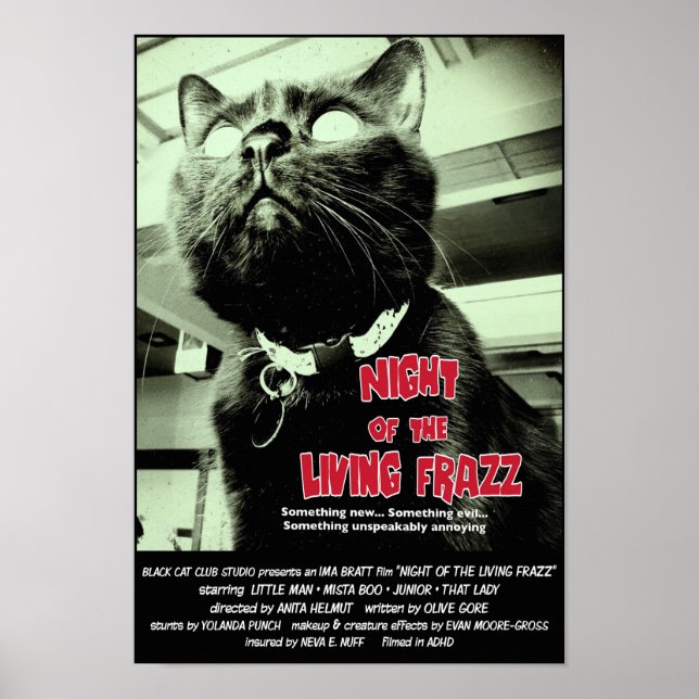Den levande Frazz-natten! Cat Movie Poster, Red Poster (Framsidan)