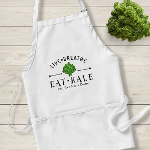 Den levande Kalevegetarian andas äter Förkläde