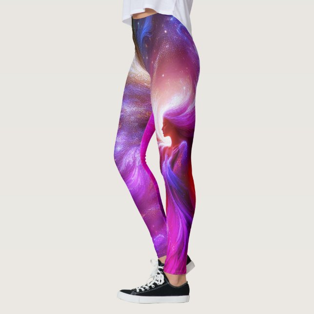 Den lila vinkeln på ett par anpassade moderna leggings (Vänster)