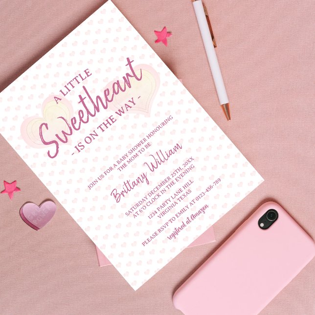 Den lilla älskling är på vägen Rosa Baby Shower Inbjudningar (Skapare uppladdad)