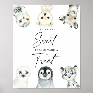 Den lilla arktiska babyskåraren Spädbarn är ett sö Poster